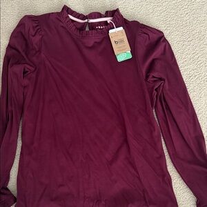 Boden Women’s Supersoft Frill detail top Burgundy